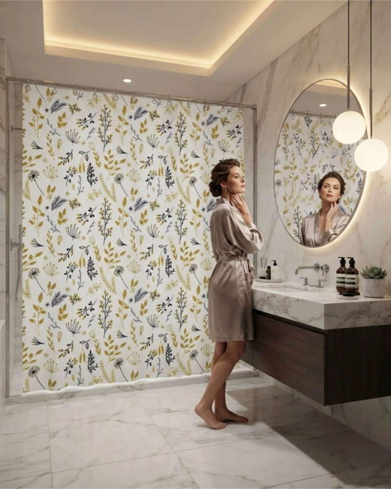 JUEGO DE CORTINA PARA BAÑO 180X180 MODERNA Y FORRO ANTIHONGOS - 2