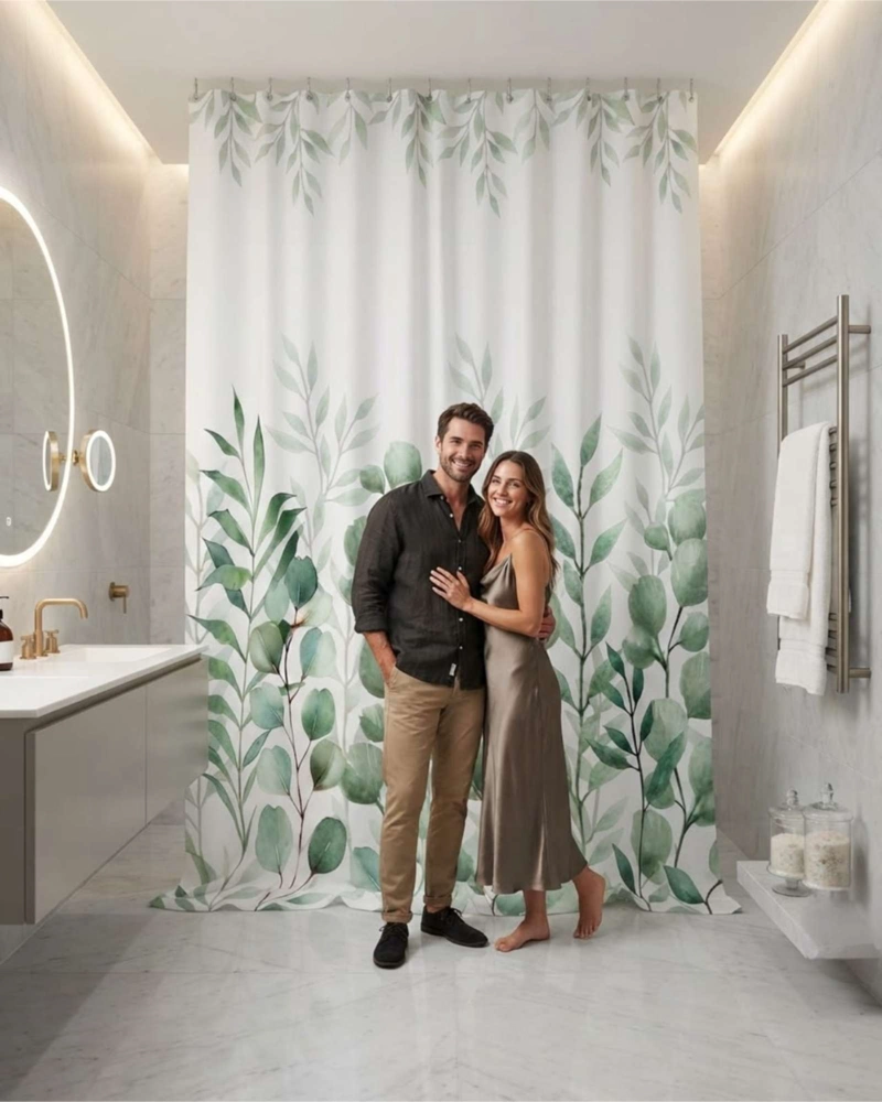 JUEGO DE CORTINA PARA BAÑO 180X180 MODERNA Y FORRO ANTIHONGOS - 2