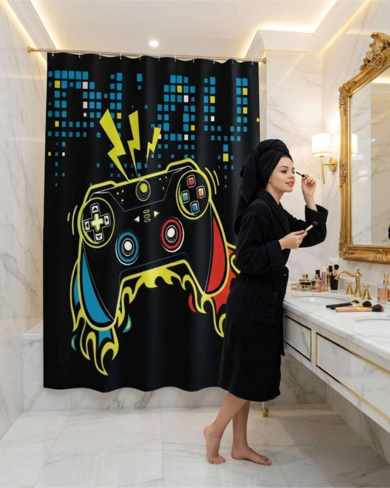 JUEGO DE CORTINA PARA BAÑO 180X180 MODERNA Y FORRO ANTIHONGOS - 5