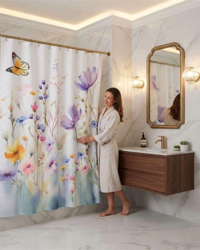 JUEGO DE CORTINA PARA BAÑO 180X180 MODERNA Y FORRO ANTIHONGOS - 3