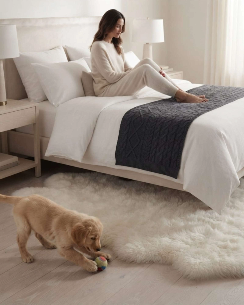 PIECERA DE CAMA TRENZADA A MANO 70X220 CM - 3