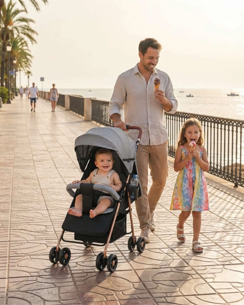 COCHE PARA BEBE ERGONOMICO CON CESTA DE ALMACENAMIENTO - 1