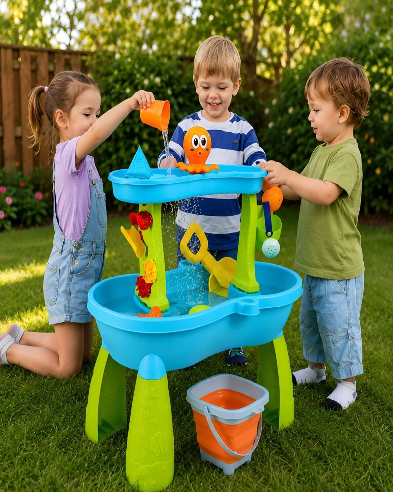 MESA DE AGUA Y ARENA PARA NIÑOS EFECTO LLUVIA SET 2 NIVELES - 5