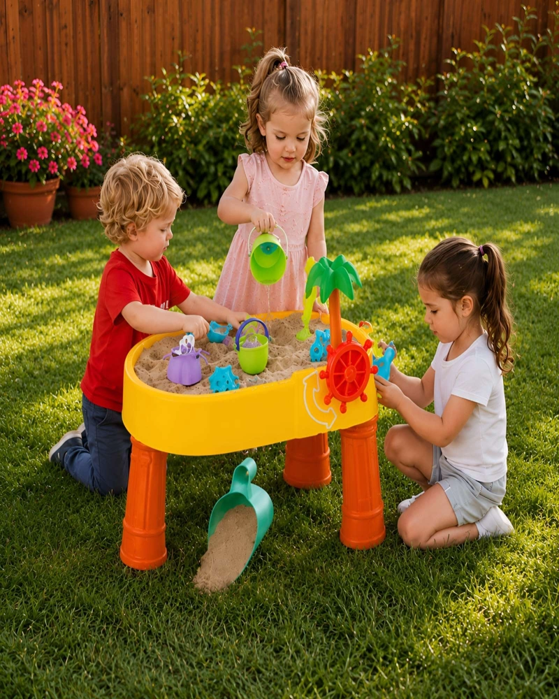 MESA DE JUEGOS DE AGUA Y ARENA INFANTIL DISEÑO ARBOL 2 EN 1 - 2