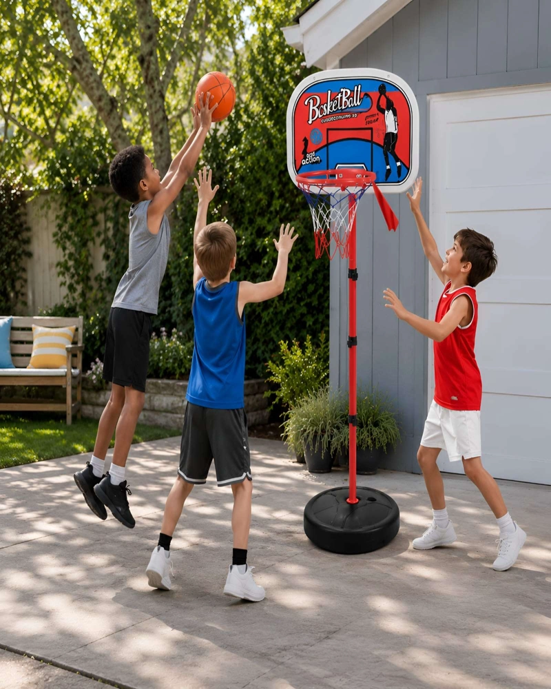 TABLERO DE BASQUETBOL INFANTIL PORTATIL CON ARO Y PELOTA INCLUIDA - 1
