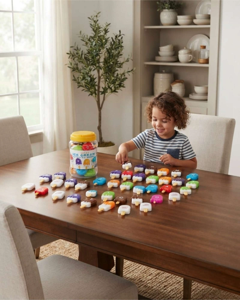 SET DE HELADOS EDUCATIVOS PARA EMPAREJAR ALFABETO 52 PZAS - JUEGO DE LETRAS Y COLORES - 4
