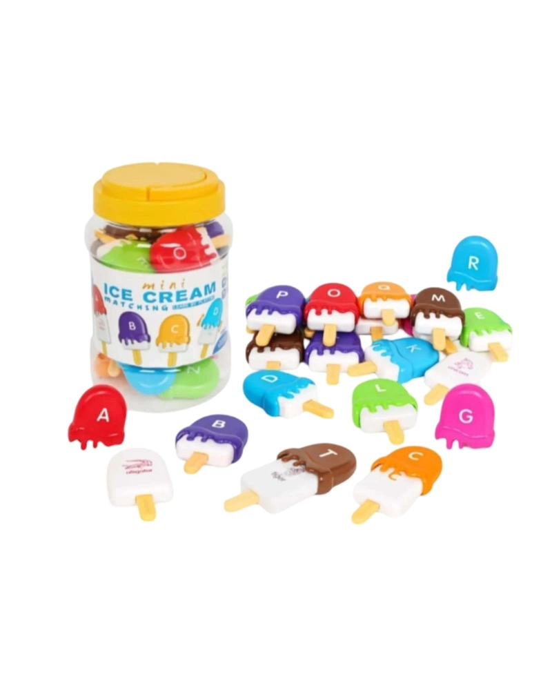 SET DE HELADOS EDUCATIVOS PARA EMPAREJAR ALFABETO 52 PZAS - JUEGO DE LETRAS Y COLORES - 6