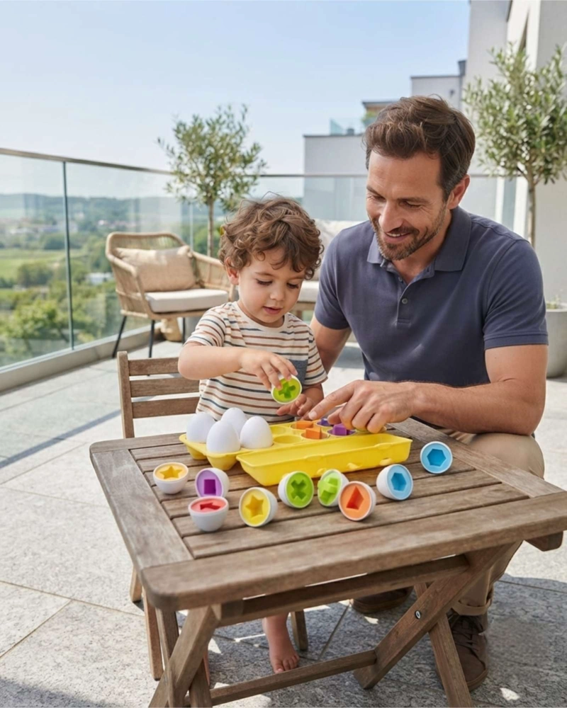 HUEVOS DIDACTICOS DE ENCASTRE JUGUETE SENSORIAL MONTESSORI 12 PZS - 4