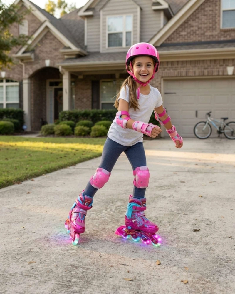 SET DE PATINES ROLLER CON LUCES EN RUEDAS MAS KIT DE SEGURIDAD TALLA S - 1