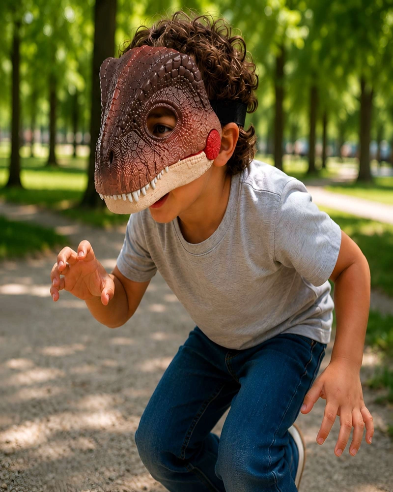 MASCARA DE DINOSAURIO PARA NIÑOS CON SONIDO Y MANDIBULA MOVIL - 3