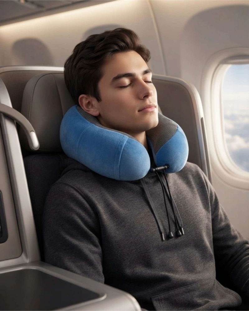 COJIN CERVICAL DE VIAJE ERGONOMICO EN FORMA DE U CON SOPORTE 360° - 3