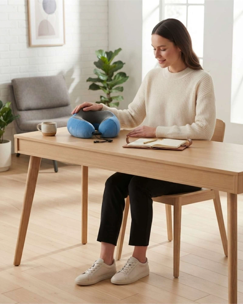 COJIN CERVICAL DE VIAJE ERGONOMICO EN FORMA DE U CON SOPORTE 360° - 5