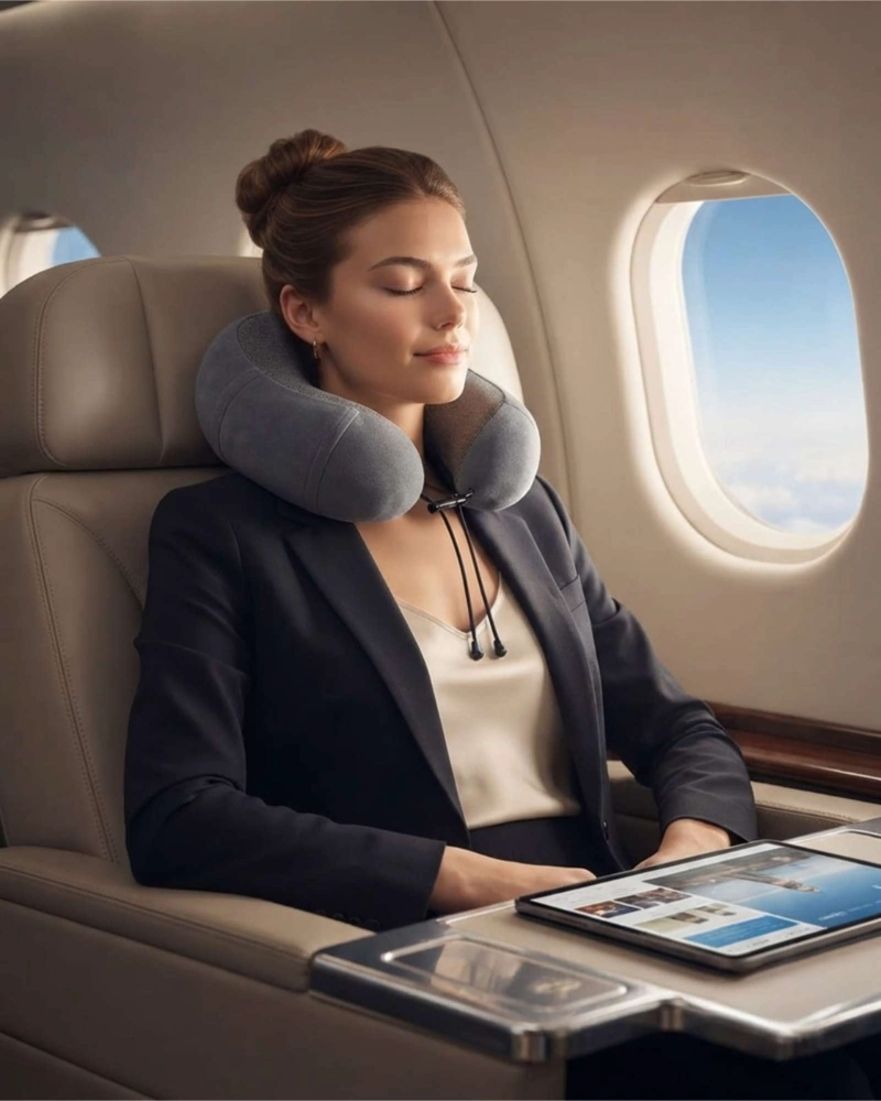 COJIN CERVICAL DE VIAJE ERGONOMICO EN FORMA DE U CON SOPORTE 360° - 2