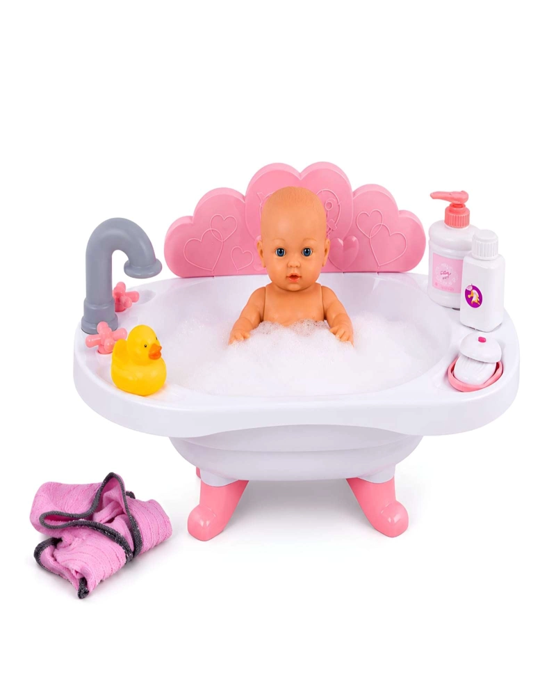 BAÑERA DE JUGUETE PARA MUÑECAS CON BEBE Y ACCESORIOS - 6