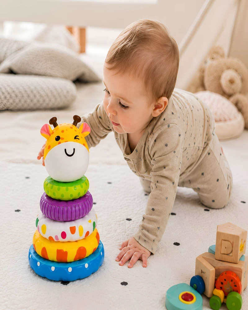 JIRAFA APILABLE DE ACTIVIDADES: TORRE DE APRENDIZAJE Y JUEGO PARA BEBE S - 2