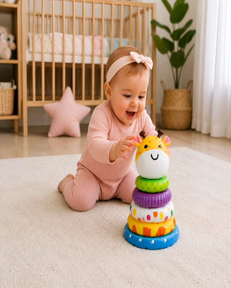 JIRAFA APILABLE DE ACTIVIDADES: TORRE DE APRENDIZAJE Y JUEGO PARA BEBE S - 5