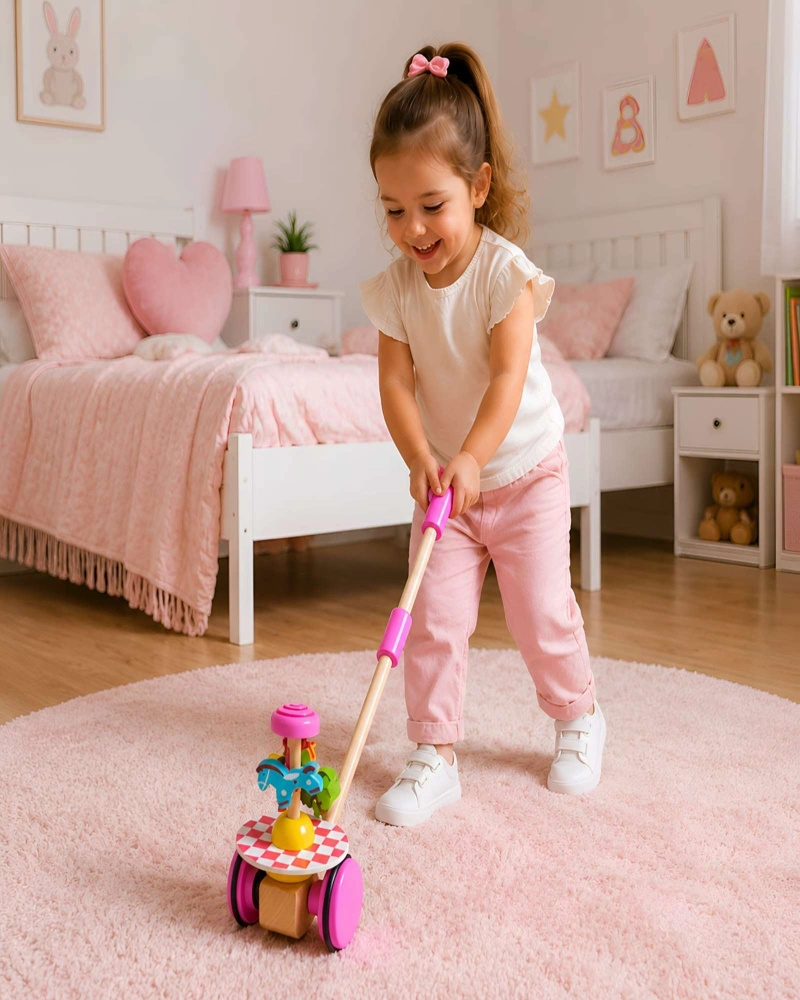JUGUETE DE ARRASTRE Y EMPUJE DE MADERA: CAMINADOR DIDACTICO PARA BEBE S - 5