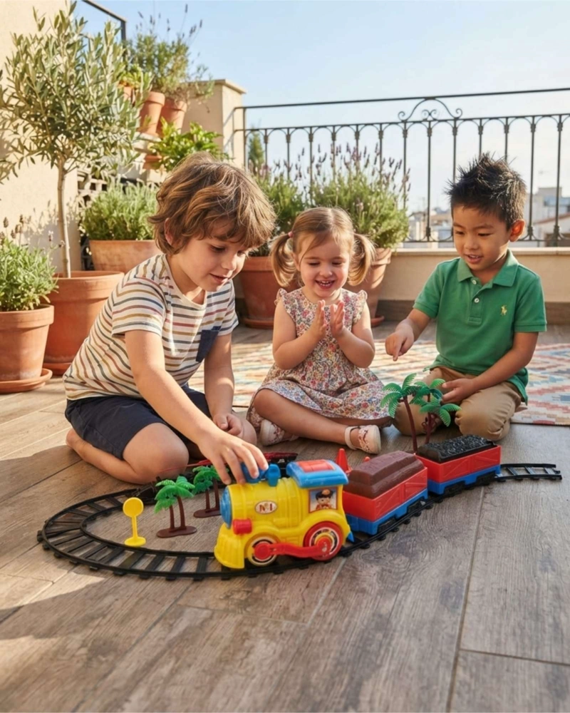 TREN DE JUGUETE ELECTRICO CON VAPORIZADOR Y ACCESORIOS PARA NIÑOS - 1