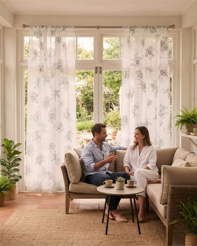 SET DE 2 VISILLOS 140X230 CM CORTINA TRANSLUCIDA PARA DORMITORIO Y LIVING - 1