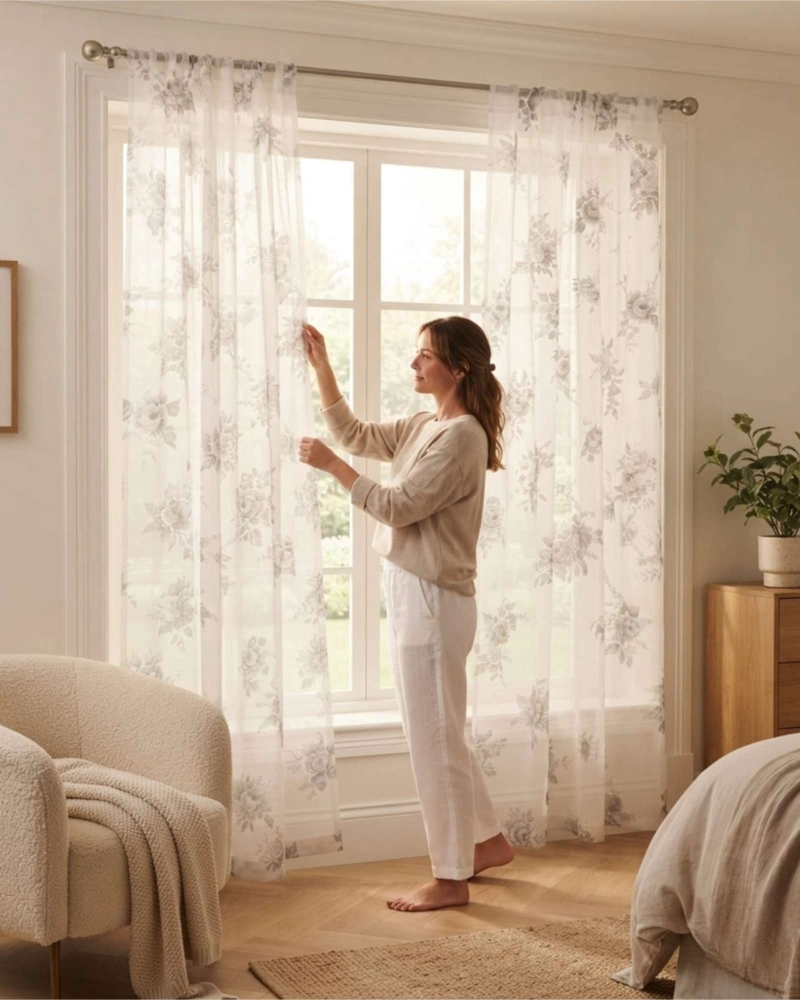 SET DE 2 VISILLOS 140X230 CM CORTINA TRANSLUCIDA PARA DORMITORIO Y LIVING - 2