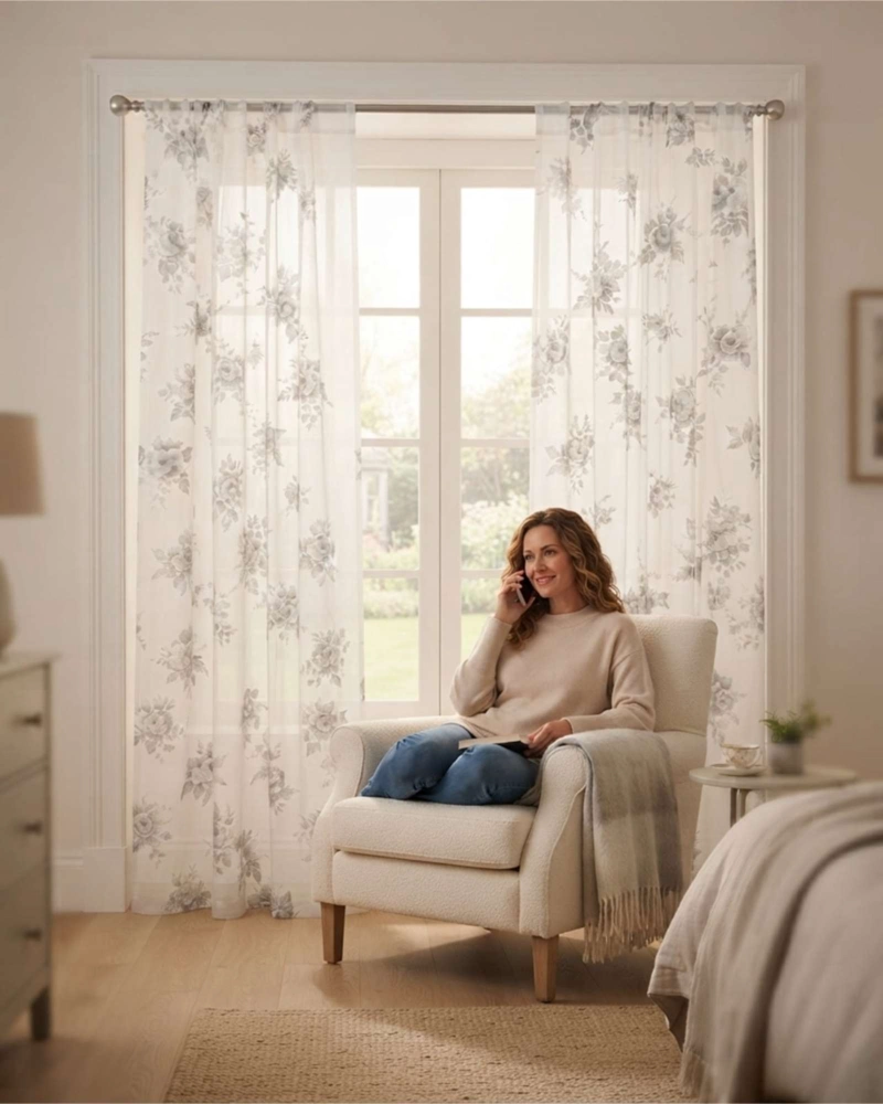 SET DE 2 VISILLOS 140X230 CM CORTINA TRANSLUCIDA PARA DORMITORIO Y LIVING - 3