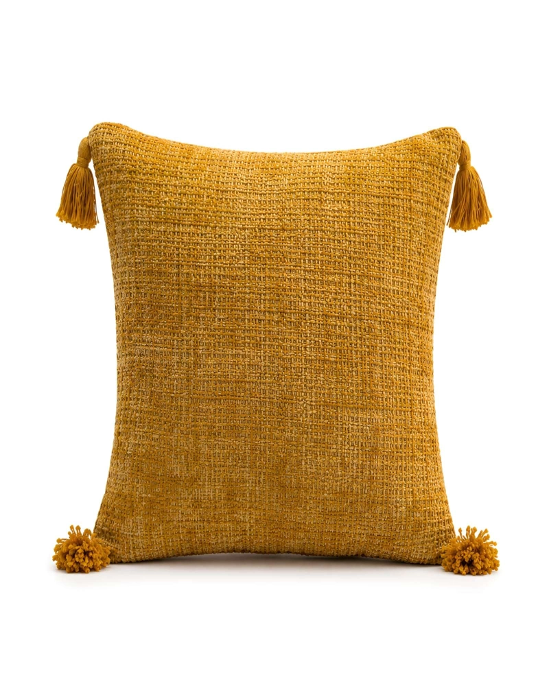 PACK 2 FUNDAS DE COJIN TEXTURA CHENILLE CON POMPONES - 6