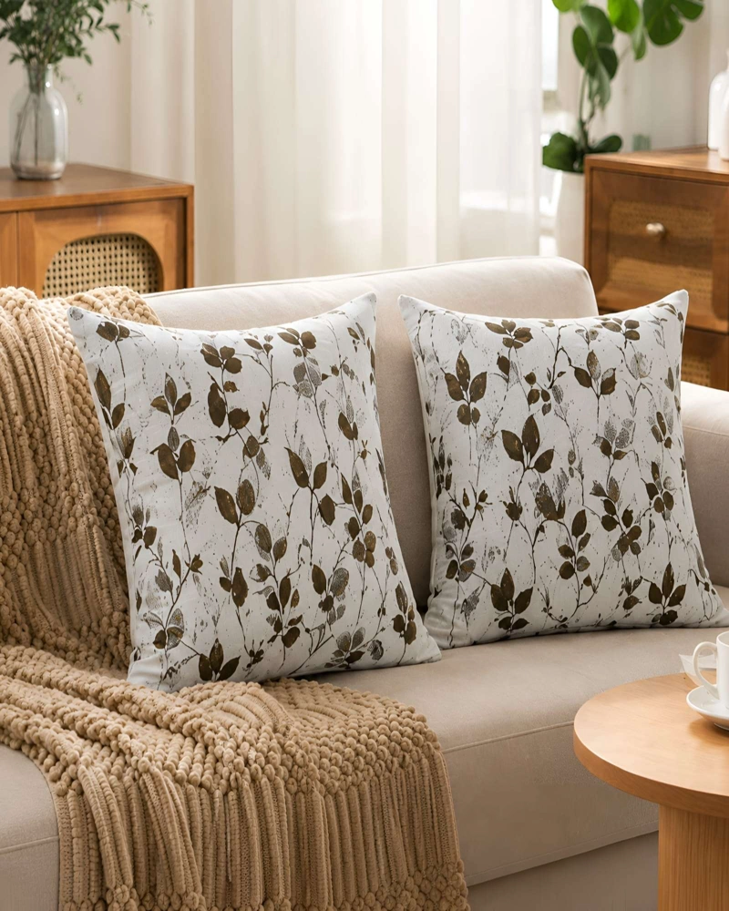 SET 4 FUNDAS DE COJIN ESTILO BOTANICO DE ALTA CALIDAD - 2