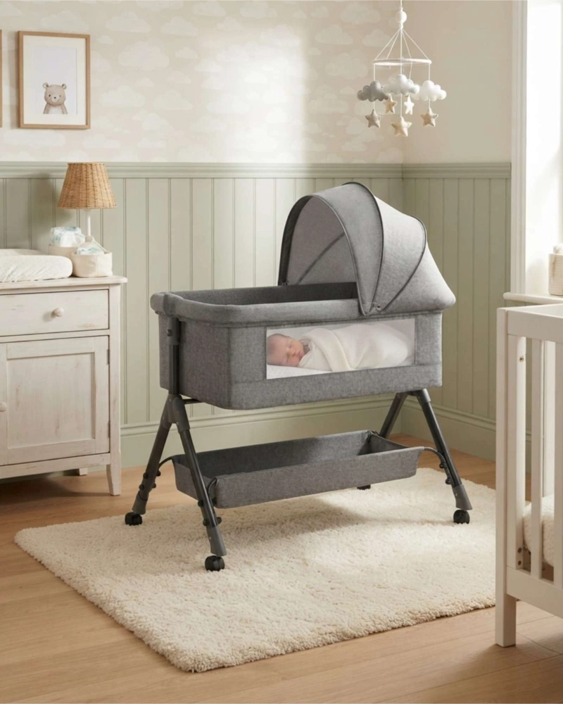 CUNA CORRAL COLECHO CON MUDADOR DESMONTABLE Y ALTURA AJUSTABLE - 1