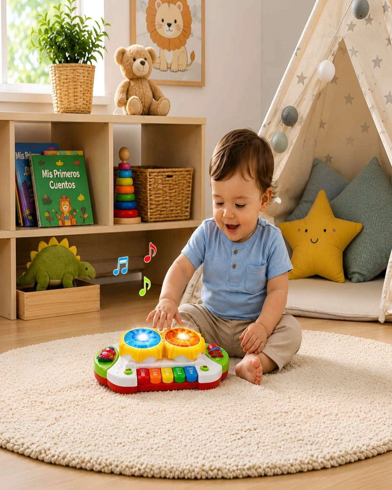 PIANO MUSICAL INTERACTIVO CON LUCES Y SONIDO PARA BEBE - 3