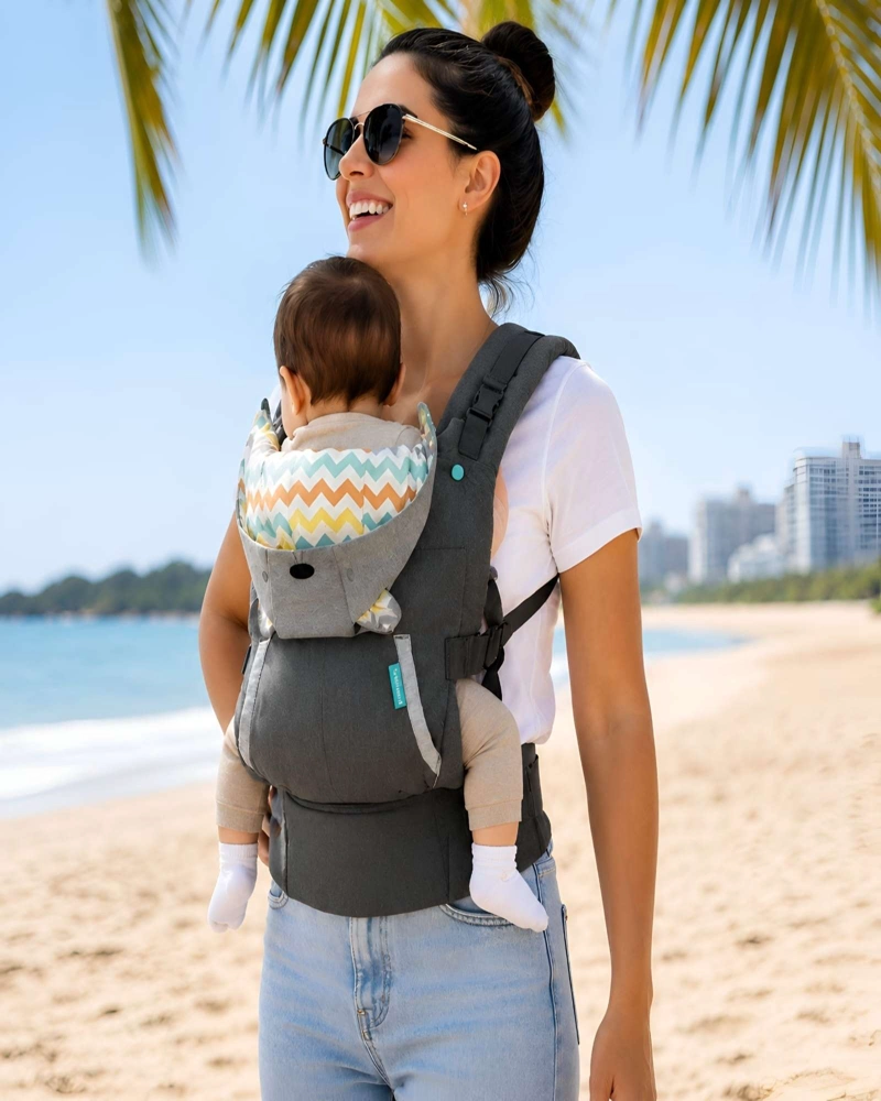 PORTABEBE  ERGONOMICO CANGURO CON CAPUCHA DESMONTABLE HASTA 18KG - 1