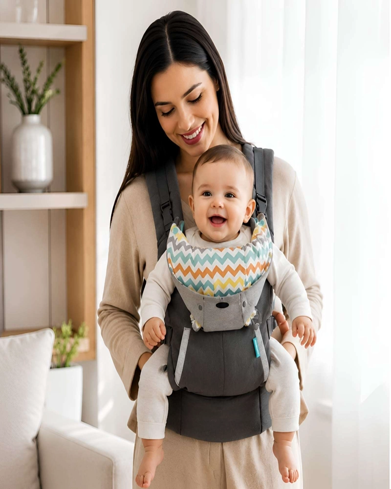 PORTABEBE  ERGONOMICO CANGURO CON CAPUCHA DESMONTABLE HASTA 18KG - 2