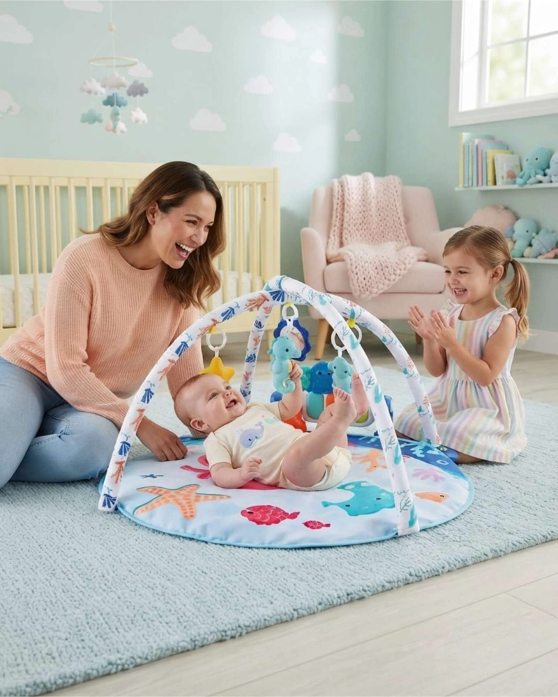 GIMNASIO MUSICAL PARA BEBE REDONDO 2 EN 1 CON PIANO - 2