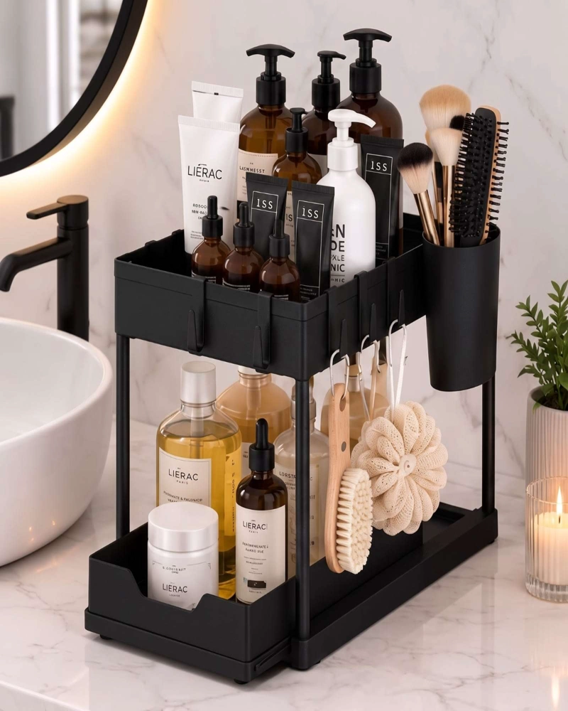 ORGANIZADOR DE BAÑO Y COCINA DESLIZANTE DE 2 NIVELES MULTIUSO - 2