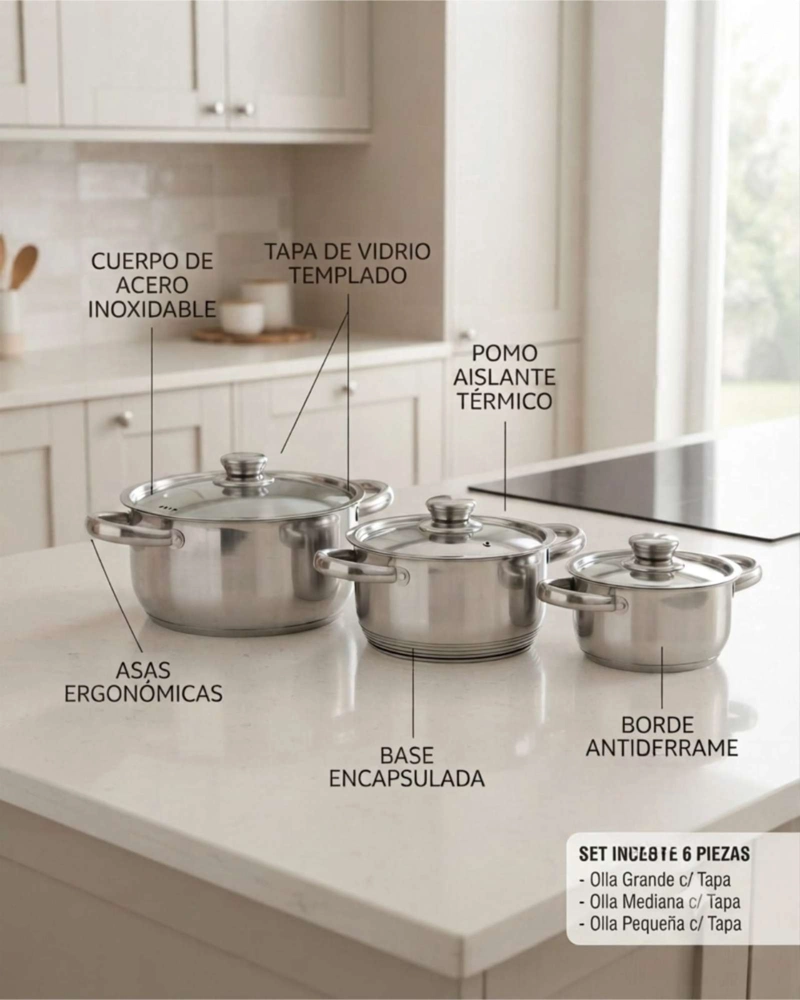 BATERIA DE COCINA ANTIADHERENTE 6 PIEZAS JUEGO DE OLLAS - 5