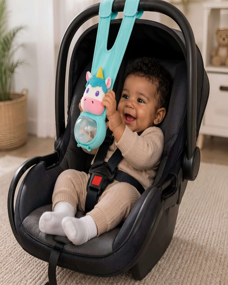 SOPORTE Y CORREA AJUSTABLE PARA BIBERON DE BEBE  - PARA COCHE Y SILLA - 1