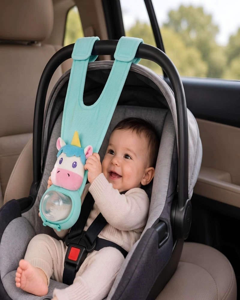 SOPORTE Y CORREA AJUSTABLE PARA BIBERON DE BEBE  - PARA COCHE Y SILLA - 4