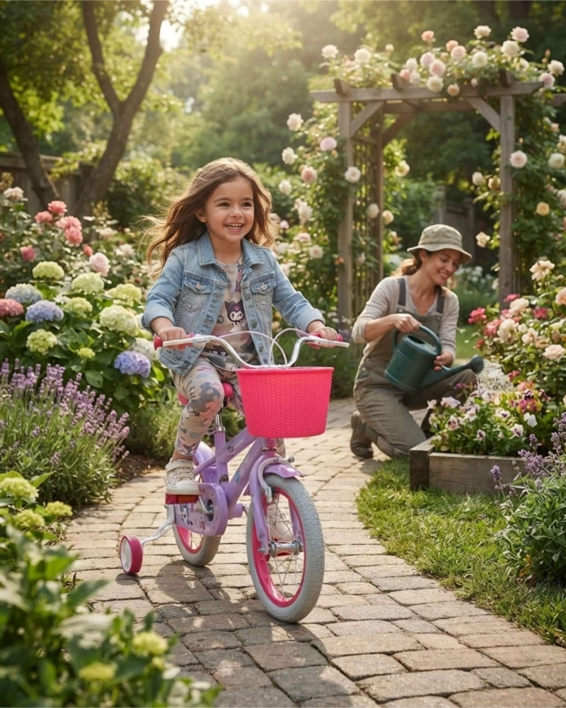 BICICLETA INFANTIL ARO 14 PARA NIÑA CON CANASTO Y RUEDAS DE ENTRENAMIENTO - 3