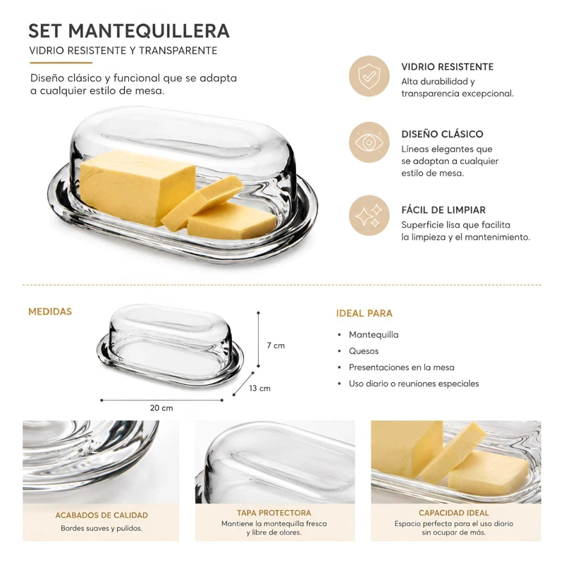 SET MANTEQUILLERO DE VIDRIO CON TAPA LIVERPOOL 20 CM - 6
