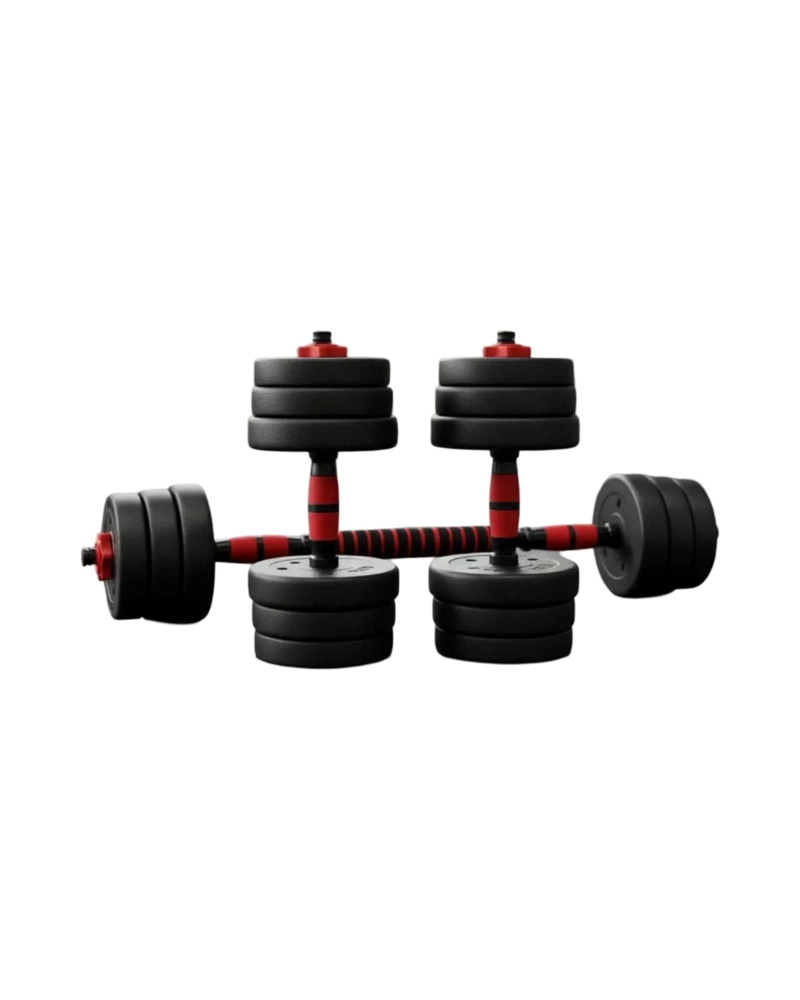 KIT DE MANCUERNAS 30 KG 2 EN 1 CON BARRA LARGA AJUSTABLE - 6