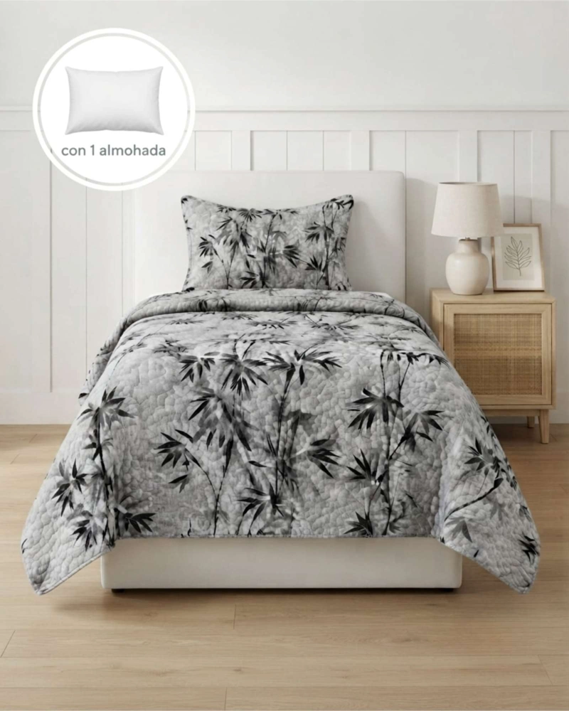 SET CUBRELECHO QUILT VERANO 1.5 PLAZAS FRESCO MAS 1 FUNDA DE ALMOHADA - 1