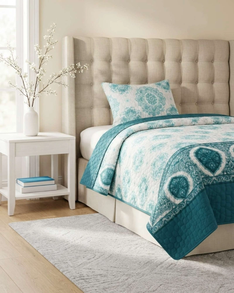 SET CUBRELECHO QUILT VERANO 1.5 PLAZAS FRESCO MAS 1 FUNDA DE ALMOHADA - 2