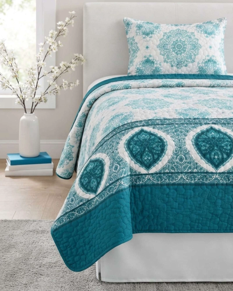 SET CUBRELECHO QUILT VERANO 1.5 PLAZAS FRESCO MAS 1 FUNDA DE ALMOHADA - 3