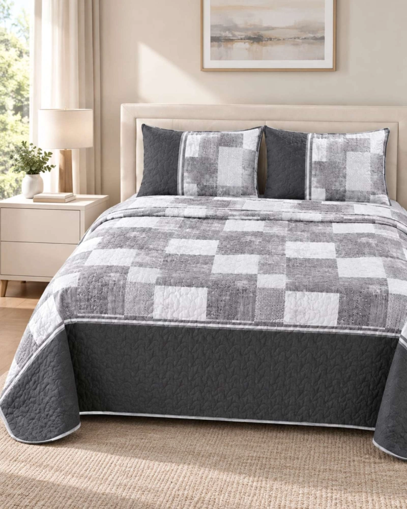QUILT CUBRECAMA DELGADO VERANO SUPER KING + 2 FUNDAS - 2
