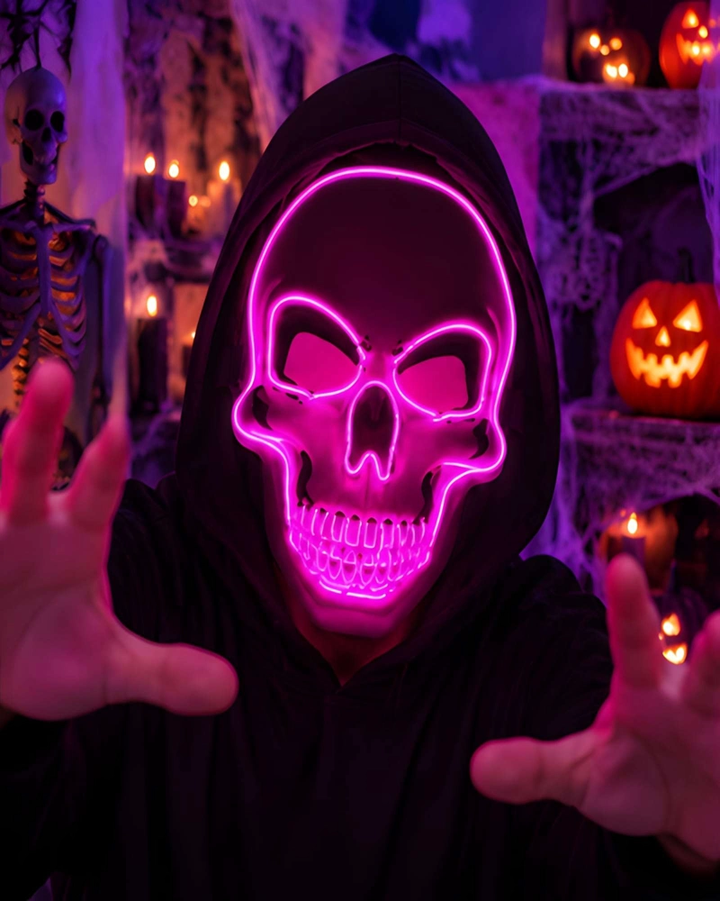 MASCARA DE CALAVERA CON LUZ LED PARA HALLOWEEN Y FIESTAS - 2