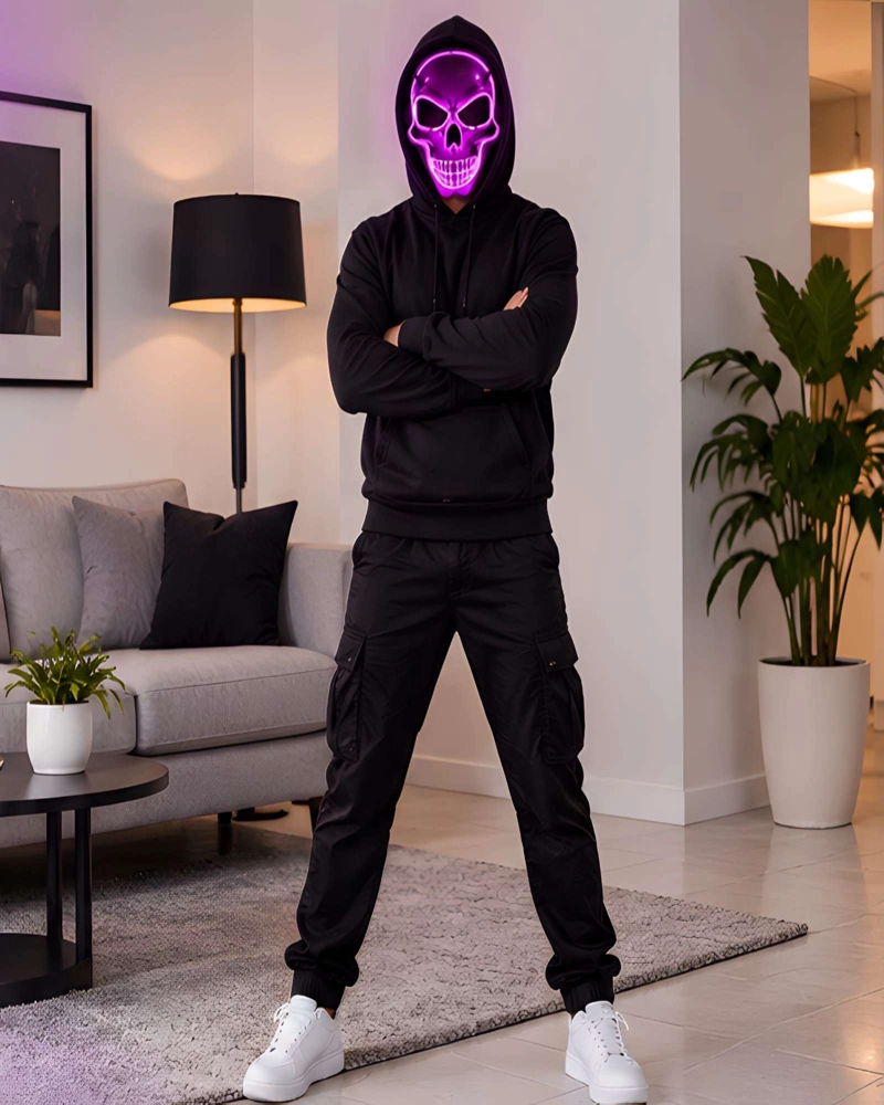 MASCARA DE CALAVERA CON LUZ LED PARA HALLOWEEN Y FIESTAS - 3