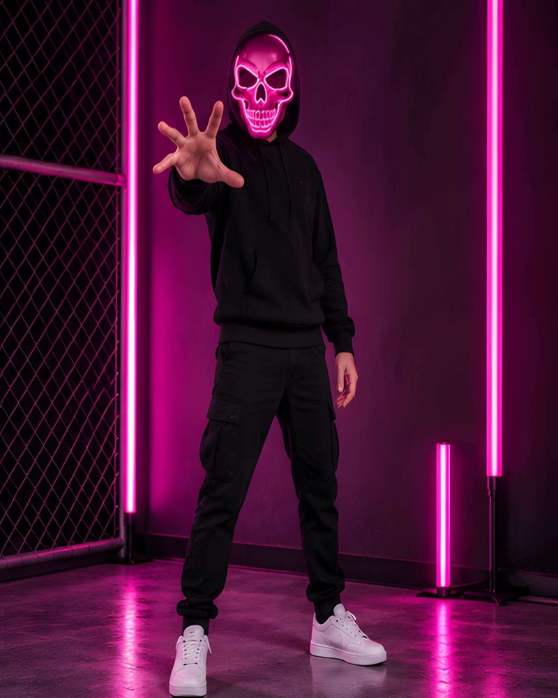 MASCARA DE CALAVERA CON LUZ LED PARA HALLOWEEN Y FIESTAS - 3