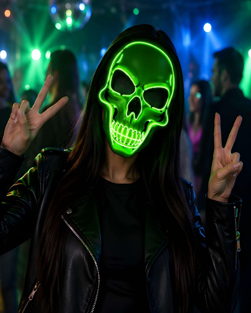 MASCARA DE CALAVERA CON LUZ LED PARA HALLOWEEN Y FIESTAS - 1