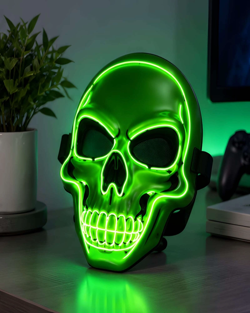 MASCARA DE CALAVERA CON LUZ LED PARA HALLOWEEN Y FIESTAS - 3
