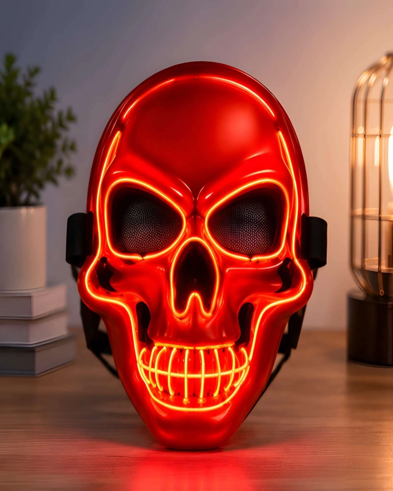 MASCARA DE CALAVERA CON LUZ LED PARA HALLOWEEN Y FIESTAS - 3