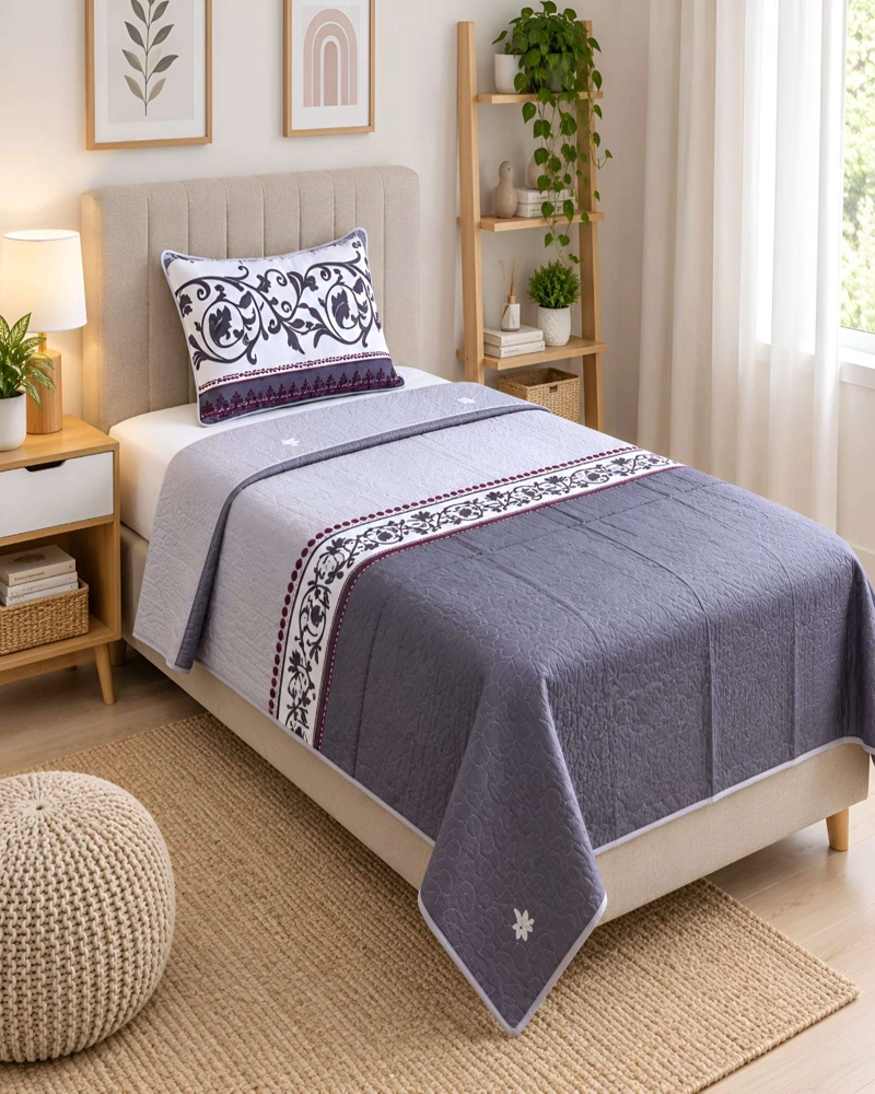 CUBRECAMAS QUILT PLAZA Y MEDIA TEXTURA SUAVE Y FRESCA - 2